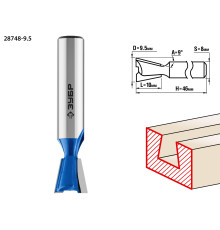ЗУБР 9.5 x 10 мм, угол 9°, фреза пазовая фасонная ″Ласточкин Хвост″, Профессионал (28748-9.5)