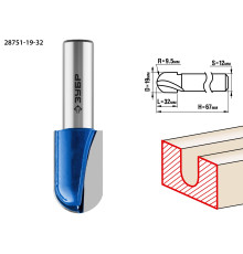 ЗУБР 19 x 32 мм, радиус 12.7 мм, фреза пазовая галтельная, Профессионал (28751-19-32)