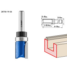 ЗУБР 19 x 26 мм, хвостовик 8 мм, фреза пазовая прямая с верхним подшипником, Профессионал (28756-19-26)