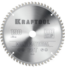 KRAFTOOL Multi Material, 190 х 20 мм, 60Т, пильный диск по алюминию (36953-190-20)