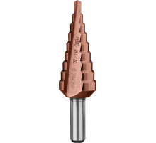 ЗУБР Кобальт, 4-20 мм, 9 ступеней, сталь Р6М5, кобальтовое покрытие, ступенчатое сверло, Профессионал (29672-4-20-9)