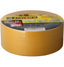 STAYER 50 мм, 25 м, на тканевой основе, двухсторонняя клейкая лента, Professional (1217-25)