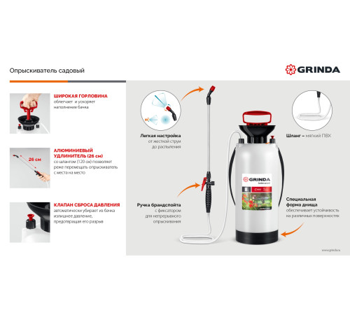 GRINDA TS-5, 5 л, широкая горловина, устойчивое днище, переносной опрыскиватель (8-425115) купить  в Сочи