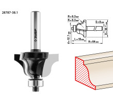 ЗУБР 38.1 x 19 мм, радиус 6.3 мм, фреза кромочная калевочная №4, Профессионал (28787-38.1)