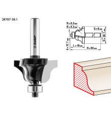 ЗУБР 38.1 x 19 мм, радиус 6.3 мм, фреза кромочная калевочная №4, Профессионал (28787-38.1)