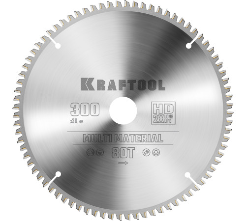 KRAFTOOL Multi Material, 300 х 30 мм, 80Т, пильный диск по алюминию (36953-300-30) купить  в Сочи