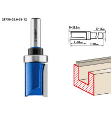 ЗУБР 28.6 x 38 мм, хвостовик 12 мм, фреза пазовая прямая с верхним подшипником, Профессионал (28756-28.6-38-12)