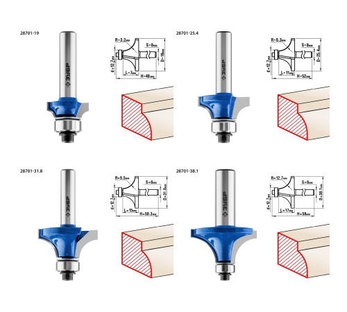 ЗУБР 4 шт, набор профильных фрез по дереву, Профессионал (28795-H4-2) купить  в Сочи