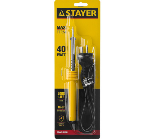 STAYER MAXTerm, 40 Вт, конус, электропаяльник с пластиковой рукояткой (55305-40) купить в Сочи STAYER MAXTerm, 40 Вт, конус, электропаяльник с пластиковой рукояткой (55305-40) купить в Сочи