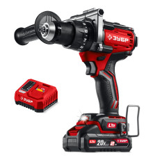 ЗУБР 20 В, 165 Н·м, 1 АКБ LMS (2 А·ч), бесщеточная ударная дрель-шуруповерт (ДБУ-165-21)