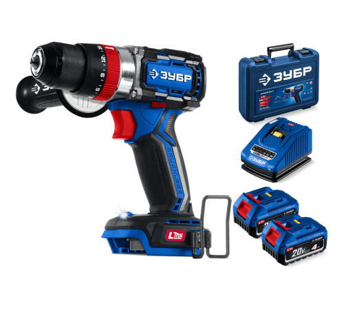 ЗУБР 20 В, 70 Н·м, 2 АКБ LMS (4 А·ч), бесщеточная ударная дрель-шуруповерт, кейс, ПРОФЕССИОНАЛ (DBS-70-42) купить  в Сочи