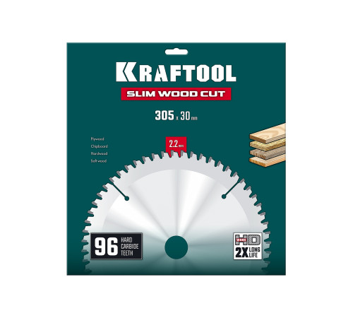KRAFTOOL Slim wood cut 305 х 30 x 2.2 мм, 96Т, диск пильный по дереву, (36955-305-30-96) купить  в Сочи