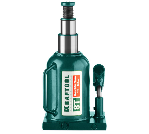 KRAFTOOL DOUBLE RAM, 8 т, 170 - 430 мм, с увеличенным подъемом, двухштоковый бутылочный домкрат (43463-8) купить  в Сочи