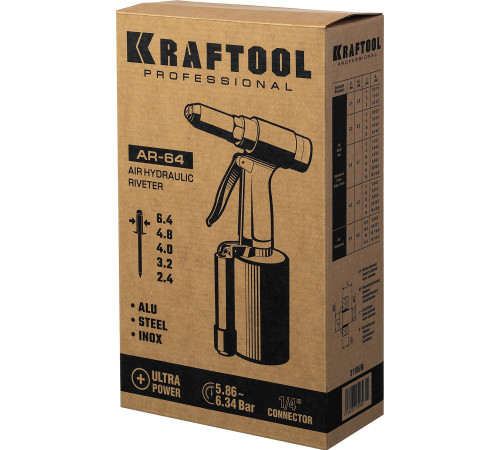 KRAFTOOL AR-64, 2.4-6.4 мм, пневматический заклепочник (31185) купить в Сочи KRAFTOOL AR-64, 2.4-6.4 мм, пневматический заклепочник (31185) купить в Сочи