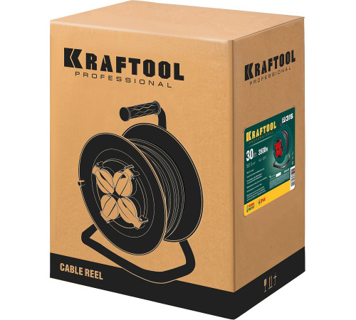 KRAFTOOL P-315, ПВС, 3 x 1.5 мм2, 30 м, 3500 Вт, IP44, силовой удлинитель на катушке (55084-30) купить  в Сочи