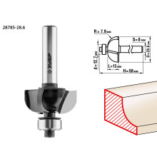 ЗУБР 28.6 x 13 мм, радиус 7.9 мм, фреза кромочная калевочная №2, Профессионал (28785-28.6)