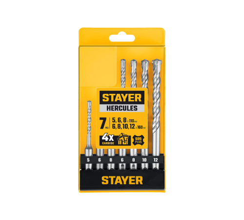 STAYER HERCULES-4Х 7шт набор буров SDS-plus (29290-H7) купить в Сочи STAYER HERCULES-4Х 7шт набор буров SDS-plus (29290-H7) купить в Сочи
