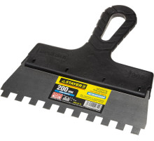 STAYER PROFlat, 200 мм, зуб 10 х 10 мм, пластиковая ручка, зубчатый, нержавеющий фасадный шпатель, Professional (1009-20-10)