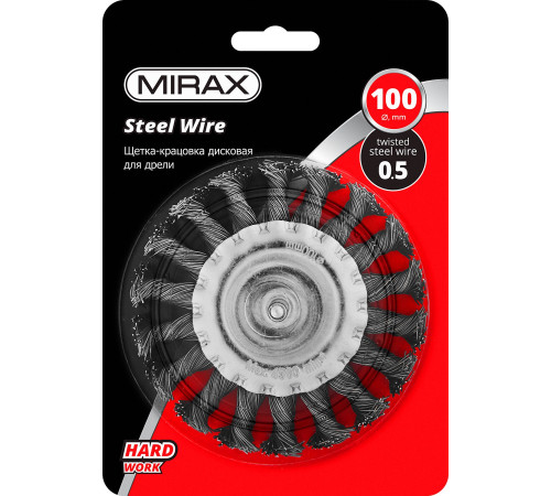 MIRAX 100 / 6 мм, жгутированная стальная проволока 0.5 мм, щетка дисковая для дрели (35146-100) купить в Сочи MIRAX 100 / 6 мм, жгутированная стальная проволока 0.5 мм, щетка дисковая для дрели (35146-100) купить в Сочи