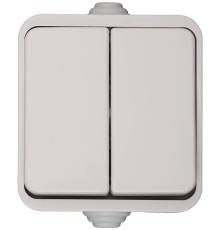 СВЕТОЗАР Баттерфляй, IP44, 16 A/~250 В, двухклавишный выключатель (SV-54334-W)
