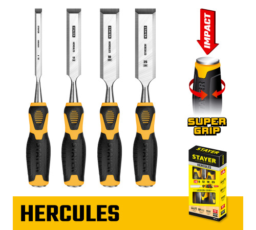 STAYER Hercules, 4 предм, набор стамесок-долот, Professional (18205-H4) купить  в Сочи