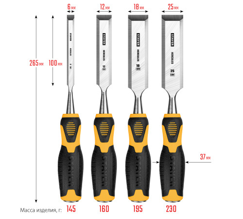 STAYER Hercules, 4 предм, набор стамесок-долот, Professional (18205-H4) купить  в Сочи