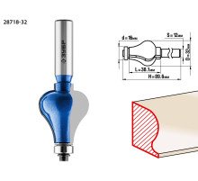 ЗУБР 32 x 38 мм, хвостовик 12 мм, фреза кромочная фигурная №7, Профессионал (28718-32)