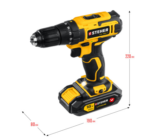 STEHER 16 В, 35 Н·м, 1 АКБ (2 А·ч), дрель-шуруповерт, кейс (CD-160-1) купить в Сочи STEHER 16 В, 35 Н·м, 1 АКБ (2 А·ч), дрель-шуруповерт, кейс (CD-160-1) купить в Сочи