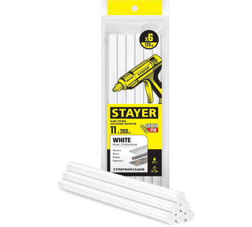 STAYER White, белые, 11 х 200 мм, 6 шт, клеевые стержни, Professional (2-06821-W-S06) купить в Сочи STAYER White, белые, 11 х 200 мм, 6 шт, клеевые стержни, Professional (2-06821-W-S06) купить в Сочи