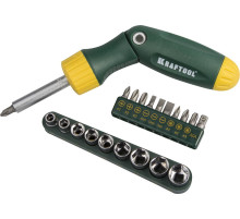 KRAFTOOL X-Hard-21, 21 предм., с насадками, реверсивно-рычажная отвертка (26151-H21)