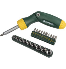 KRAFTOOL X-Hard-21, 21 предм., с насадками, реверсивно-рычажная отвертка (26151-H21)