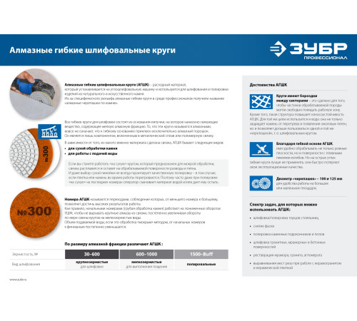 ЗУБР 125 мм, №800, мокрое шлифование, алмазный гибкий шлифовальный круг АГШК, Профессионал (29867-800) купить  в Сочи