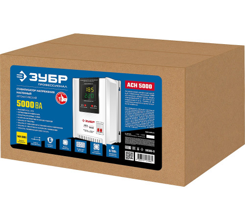 ЗУБР 5000ВА, 5 кВт, автоматический стабилизатор напряжения, Профессионал (59385-5) купить  в Сочи