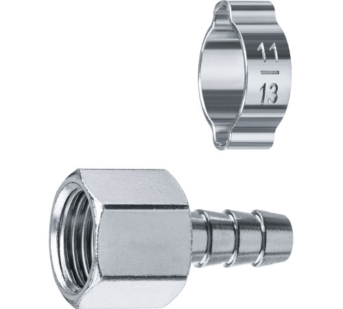 ЗУБР штуцер ″елочка″, 8 мм - 1/4″F, переходник с обжимным хомутом, Профессионал (64923-1/4-08) купить  в Сочи