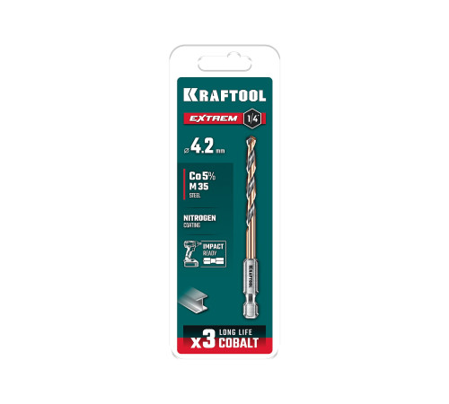 KRAFTOOL НЕХ-1/4″, d 4.2 х 83 мм, сверло по металлу для винтовёртов и шуруповертов IMPACT READY (29652-4.2) купить в Сочи KRAFTOOL НЕХ-1/4″, d 4.2 х 83 мм, сверло по металлу для винтовёртов и шуруповертов IMPACT READY (29652-4.2) купить в Сочи