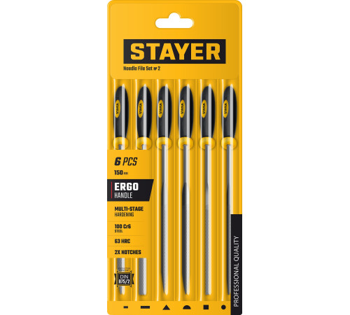 STAYER 150 мм, 6 предм., набор надфилей, Professional (16010-H6) купить  в Сочи
