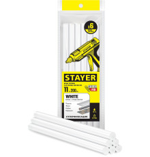 STAYER White, белые, 11 х 200 мм, 6 шт, клеевые стержни, Professional (2-06821-W-S06)