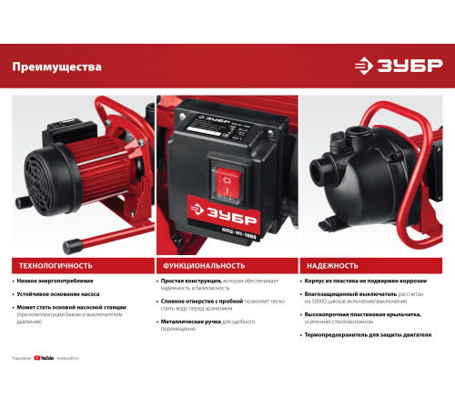 ЗУБР 800 Вт, поверхностный (садовый) центробежный насос (НПЦ-М1-800) купить  в Сочи