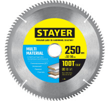 STAYER Multi Material, 250 х 32/30 мм, 100Т, супер чистый рез, пильный диск по алюминию и пластику (3685-250-32-100)