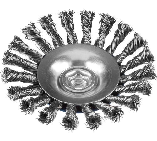 ЗУБР 100 мм, жгутированная стальная проволока 0.5 мм, коническая щетка-крацовка для УШМ, Профессионал (35269-100) купить  в Сочи