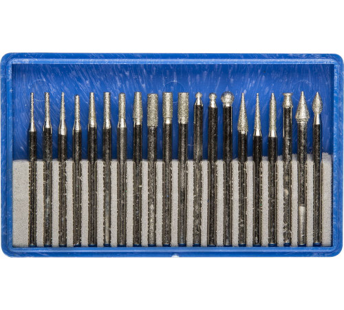 ЗУБР 20 шт, хвостовик d 3 мм, Р 150 - 180, набор алмазных мини-насадок для гравера, Профессионал (33383-H20) купить  в Сочи