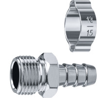 ЗУБР штуцер ″елочка″, 10 мм - 3/8″M, переходник с обжимным хомутом, Профессионал (64924-3/8-10)