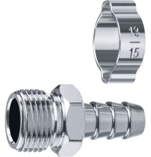 ЗУБР штуцер ″елочка″, 10 мм - 3/8″M, переходник с обжимным хомутом, Профессионал (64924-3/8-10)
