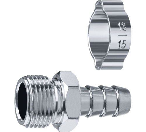 ЗУБР штуцер ″елочка″, 10 мм - 3/8″M, переходник с обжимным хомутом, Профессионал (64924-3/8-10) купить  в Сочи