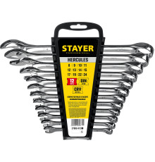 STAYER HERCULES, 12 шт, 8 - 24 мм, набор комбинированных гаечных ключей, Professional (27085-H12)