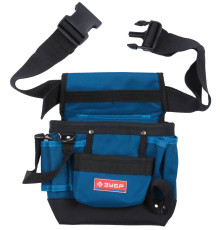 ЗУБР нейлоновая, поясная сумка для инструментов с 9 карманами и держателем для молотка (38632)