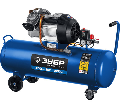 ЗУБР 400 л/мин, 100 л, 2200 Вт, масляный компрессор, Профессионал (КПМ-400-100) купить  в Сочи