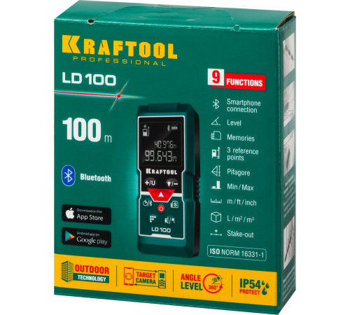 KRAFTOOL LD-100, 5 см - 100 м, лазерный дальномер (34765) купить в Сочи KRAFTOOL LD-100, 5 см - 100 м, лазерный дальномер (34765) купить в Сочи