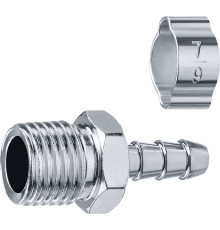 ЗУБР штуцер ″елочка″, 6 мм - 1/4″M, переходник с обжимным хомутом, Профессионал (64924-1/4-06)