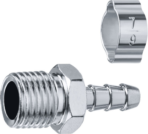 ЗУБР штуцер ″елочка″, 6 мм - 1/4″M, переходник с обжимным хомутом, Профессионал (64924-1/4-06) купить  в Сочи